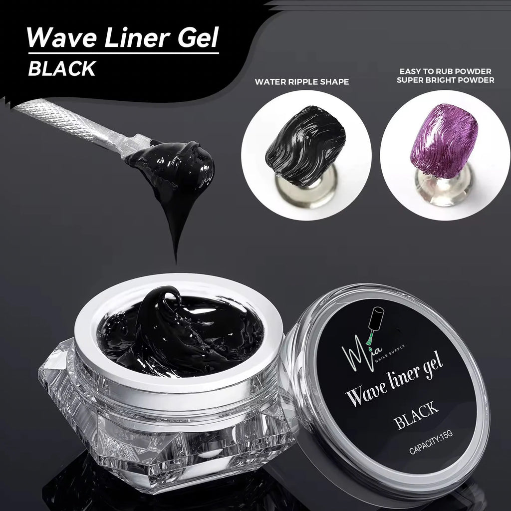3D Wave Liner Gel – Water Ripple Nail Art Gel for Chrome Powder
