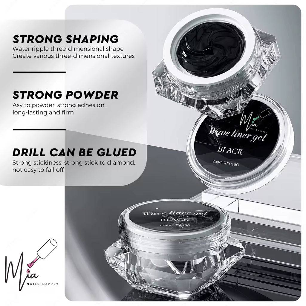 3D Wave Liner Gel – Water Ripple Nail Art Gel for Chrome Powder