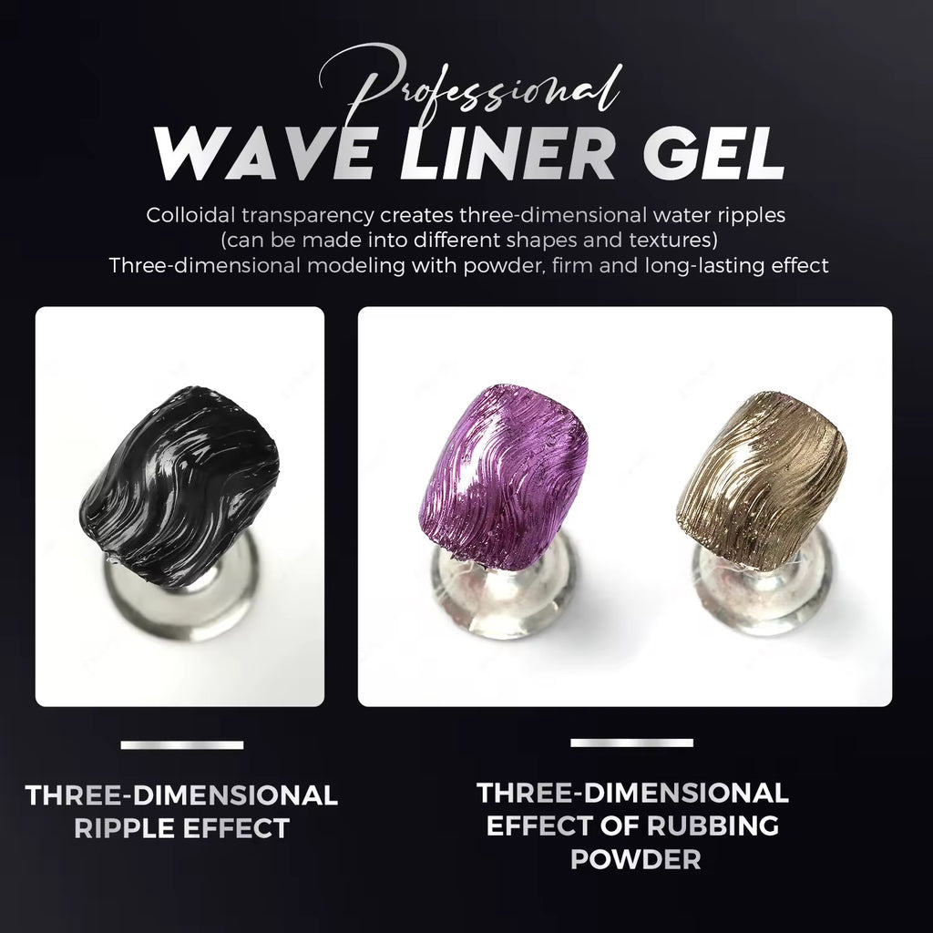 3D Wave Liner Gel – Water Ripple Nail Art Gel for Chrome Powder