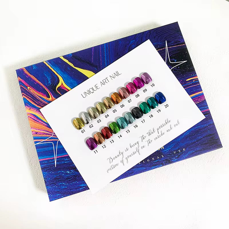 Mirror Chrome Powder Set – 20 Metallic Shades